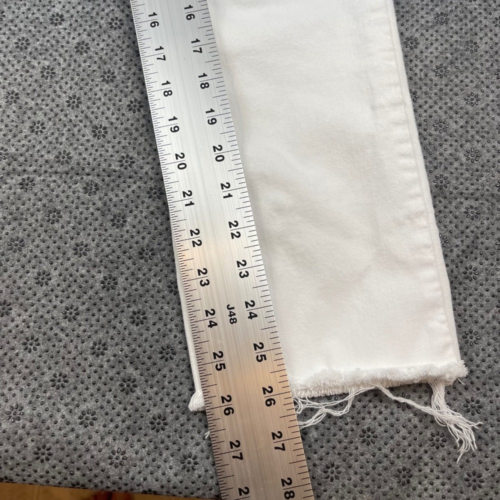 PAIGE High-Rise White Straight-Leg Jeans with Frayed Hem - Picture 7 of 11